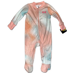 Under Armour 3 Month Baby Girl Sleeper Bodysuit Zip Up Long Sleeves Pink Tie Dye